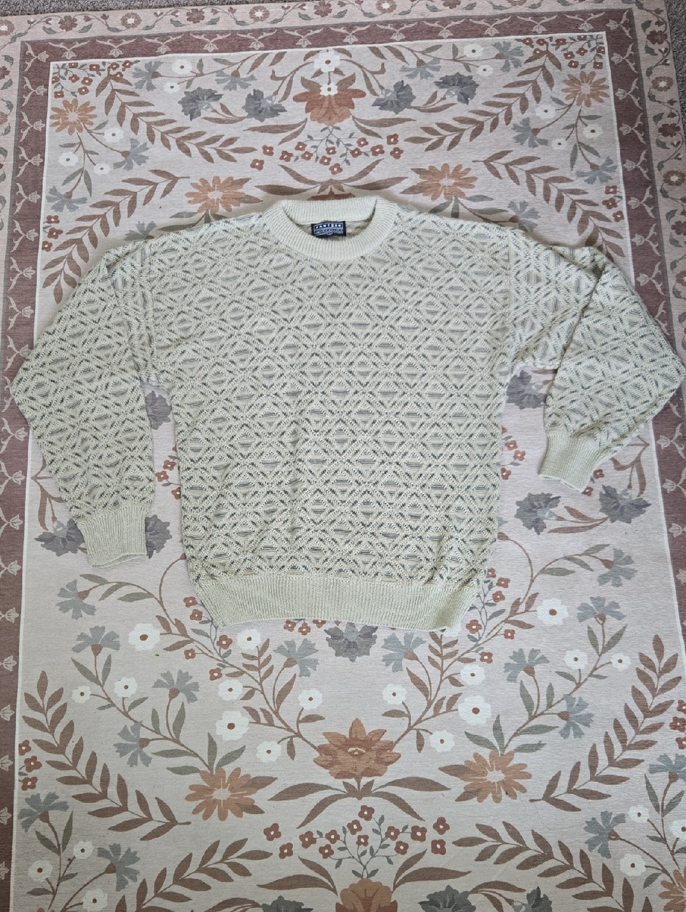Mens Jantzen Crewneck Relaxed Fit Grandpa Cosby Knit Sweater Size Large Geometri